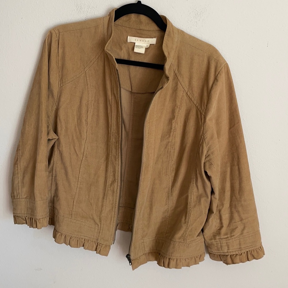 Sandro Corduroy 100% Cotton Jacket Brown Tan Size XL - Picture 2 of 5